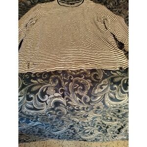 Y2K Club Monaco Long Sleeve Tee Large shirt mens stripes blue and white  Vintage